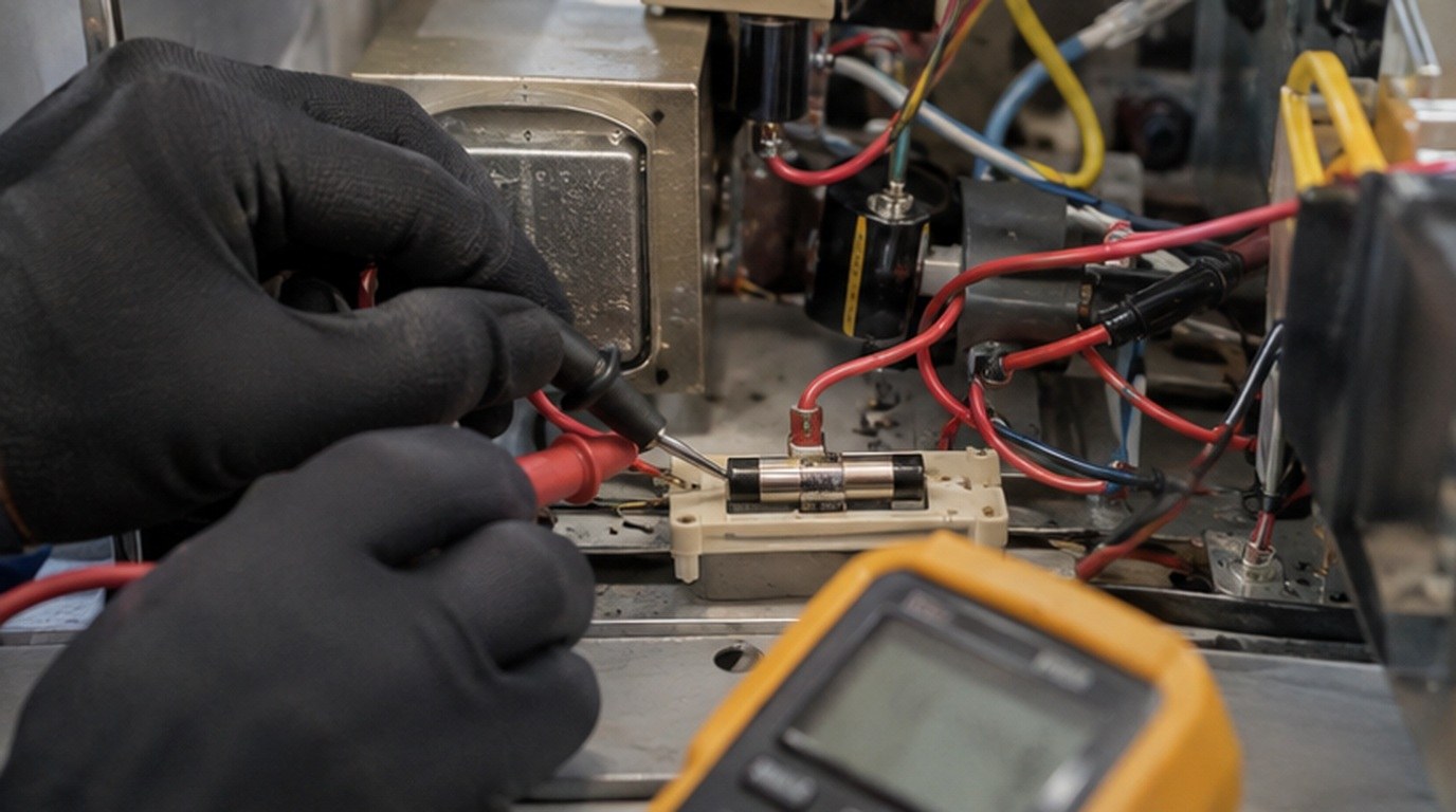 Conserto de micro-ondas em Brasília‑DF: teste do fusível e do diodo de alta tensão